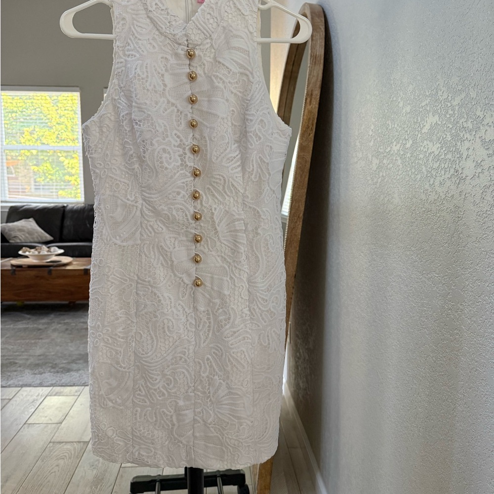 Lilly Pulitzer Under the Sea Lace Alexa Shift Dress in Resort White